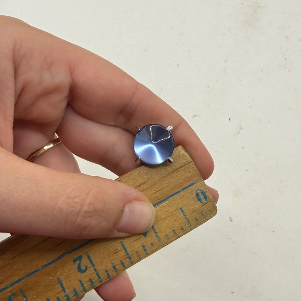 Vintage Anson Round Purple Blue Silver Tone Cufflinks